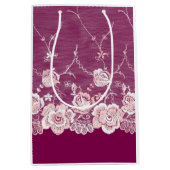 Roze Bloemenkanten Medium Cadeauzakje (Voorkant)