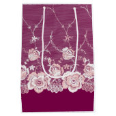 Roze Bloemenkanten Medium Cadeauzakje (Achterkant)