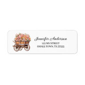 Roze bloemenkar Cute Fun adres Etiket (Voorkant)