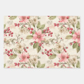  roze bloemenkerst inpakpapier vel (Voorkant 2)