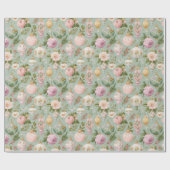  roze bloemenkerstinpakpapier cadeaupapier (Vlak)