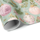  roze bloemenkerstinpakpapier cadeaupapier (Rol Hoek)