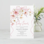 Roze bloemenkindercrèchefst kaart (Staand voorkant)