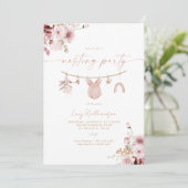 Roze bloemenkinderkledinglijn Nestingfeestje Kaart (Staand voorkant)