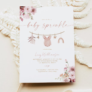 Roze bloemenkleding voor babymeisjes baby sprinkle kaart
