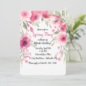 Roze Bloemenkleed Uitnodiging (Staand voorkant)