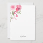 Roze Bloemenkleed Uitnodiging (Achterkant)