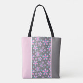 Roze bloemenkleurblok met monogram tote bag (Achterkant)