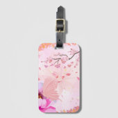 Roze Bloemenkleurlabel Bagagelabel (Voorkant (verticaal))