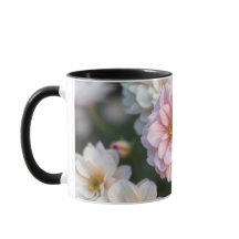 Roze bloemenkoffiekop