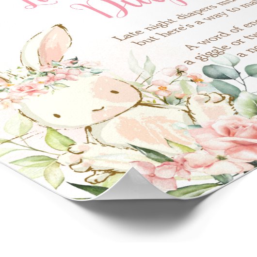 Roze Bloemenkonijn Baby Late Night Luiers Poster (Hoek)