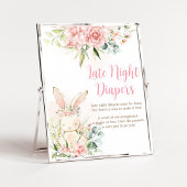 Roze Bloemenkonijn Baby Late Night Luiers Poster