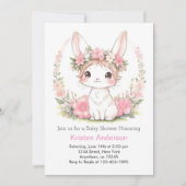 Roze Bloemenkonijn Magic Meisje Baby shower Kaart (Voorkant)