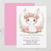 Roze Bloemenkonijn Magic Meisje Baby shower Kaart (Voorkant / Achterkant)