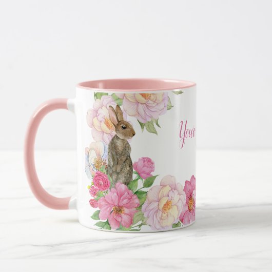 Roze bloemenkonijn mok (Links)