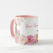 Roze bloemenkonijn mok (Voorkant links)
