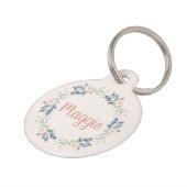 Roze Bloemenkrans Aangepaste Naam Labels Hond Huisdierpenning (Zijkant)