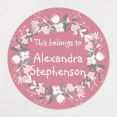 Roze Bloemenkrans Baby Meisje Kinder Naam Waterdic Labels (Design 1)