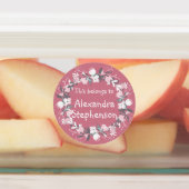 Roze Bloemenkrans Baby Meisje Kinder Naam Waterdic Labels (Aangebracht)