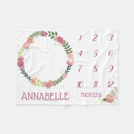 Roze Bloemenkrans Baby Meisje Mijlsteen Deken