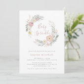  roze bloemenkrans | Baby-strooi Kaart (Staand voorkant)