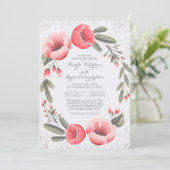 Roze Bloemenkrans Baby's Breath Wedding Kaart (Staand voorkant)