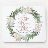 Roze bloemenkrans Beste moeder ooit Moederdag Muismat (Voorkant)
