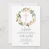Roze bloemenkrans bevestiging kaart (Voorkant)