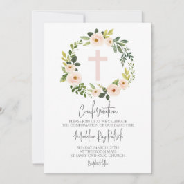 Roze bloemenkrans bevestiging kaart