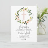 Roze bloemenkrans bevestiging kaart (Staand voorkant)