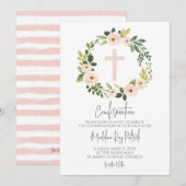 Roze bloemenkrans bevestiging kaart (Voorkant / Achterkant)