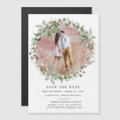 Roze Bloemenkrans Bewaar de datum Magnetische Kaar Magnetische Uitnodiging (Voorkant / Achterkant)