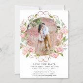 Roze Bloemenkrans Bewaar de datum Magnetische Kaar Magnetische Uitnodiging (Voorkant)