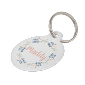 Roze Bloemenkrans Custom Name Dog Cat Huisdierpenning (Zijkant)