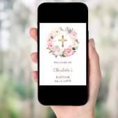 Roze bloemenkrans Doop welkom Poster