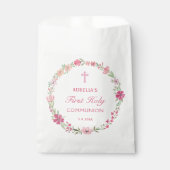 Roze Bloemenkrans Eerste Communie Bedankzakje (Voorkant)