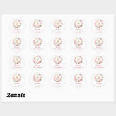 Roze bloemenkrans Eerste Communie Ronde Sticker (Vel)