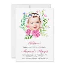 Roze bloemenkrans foto babymeisje Aqiqah