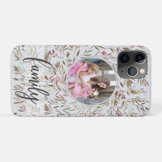 Roze Bloemenkrans Gepersonaliseerde Fotofamilie Case-Mate iPhone Case (Achterkant (horizontaal))
