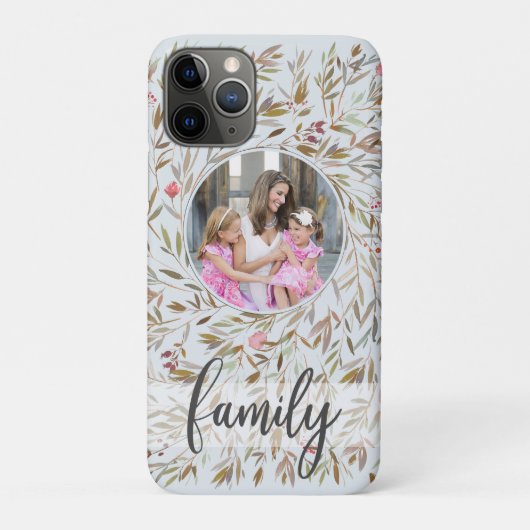 Roze Bloemenkrans Gepersonaliseerde Fotofamilie Case-Mate iPhone Case (Achterkant)
