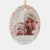 Roze Bloemenkrans Grote Oma Eerste Kerst Keramisch Ornament (Rechts)