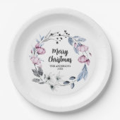 Roze Bloemenkrans Kerstmis Papieren Bordje (Voorkant)