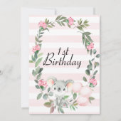 Roze Bloemenkrans Koala Beer Verjaardagsuitnodigin Kaart (Achterkant)