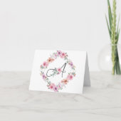 Roze Bloemenkrans Letter A Notecard Kaart (Voorkant)