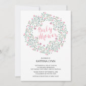  roze bloemenkrans meisjes Baby shower Kaart (Voorkant)