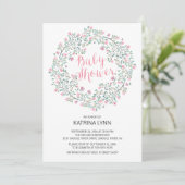  roze bloemenkrans meisjes Baby shower Kaart (Staand voorkant)