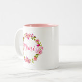 Roze Bloemenkrans Moederdag Gift voor Mimi Tweekleurige Koffiemok (Voorkant links)