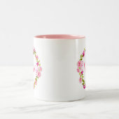 Roze Bloemenkrans Moederdag Gift voor Mimi Tweekleurige Koffiemok (Center)