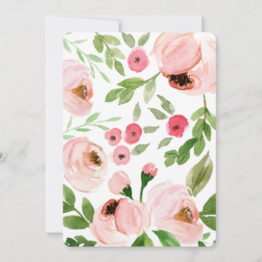 Roze bloemenkrans trouwuitnodiging save the date (Achterkant)