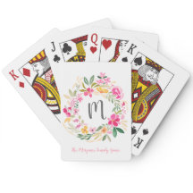 Roze bloemenkrans waterverf familie monogram